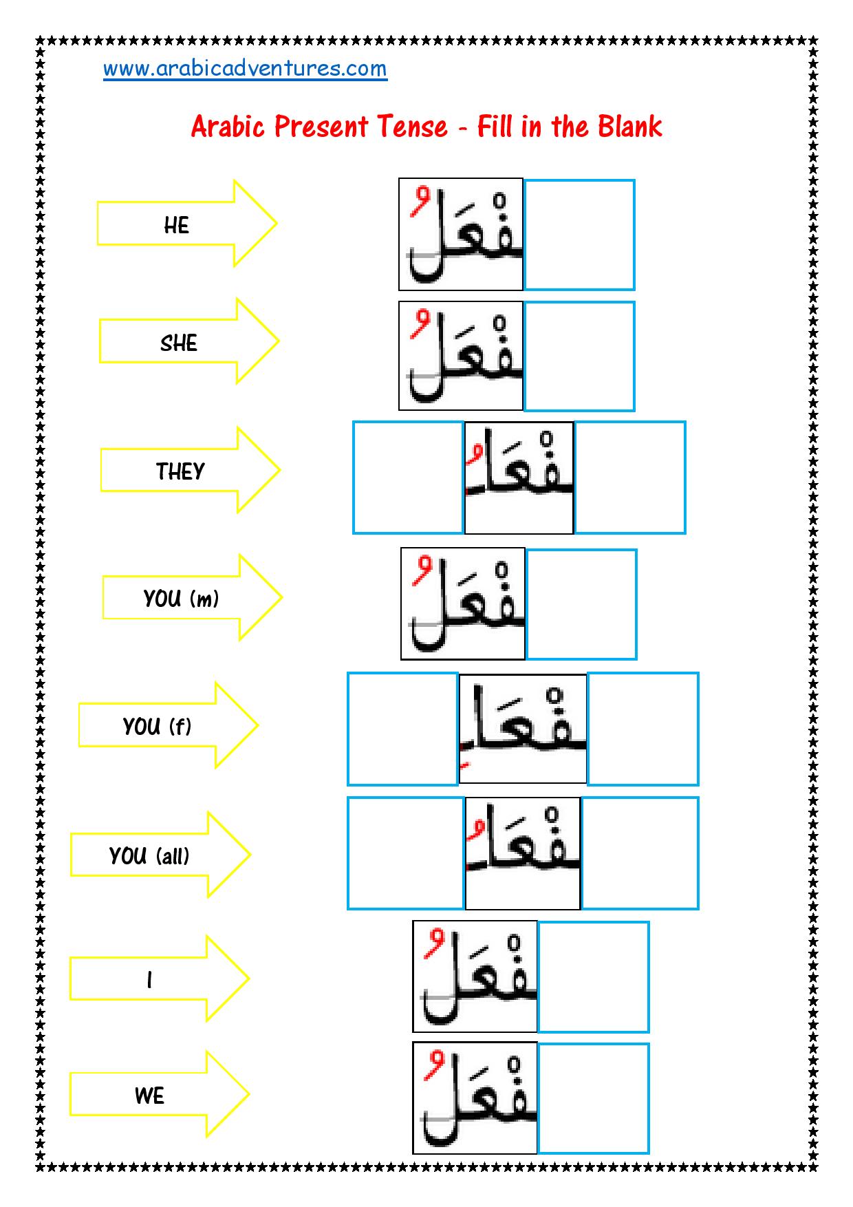 Verb Chart Arabic